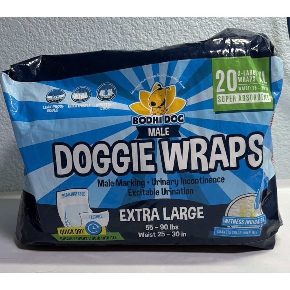 Disposable Male Dog Diapers Super Absorbent  Pee Doggie Wraps 20 Count XL New
